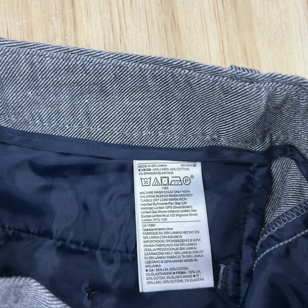 Banana Republic Avery Pants Womens Size 4L Long Blue Linen Blend Trousers